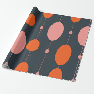Papel De Presente Formas Cor-de-Rosa e Laranja Abstratas e Ousadas s