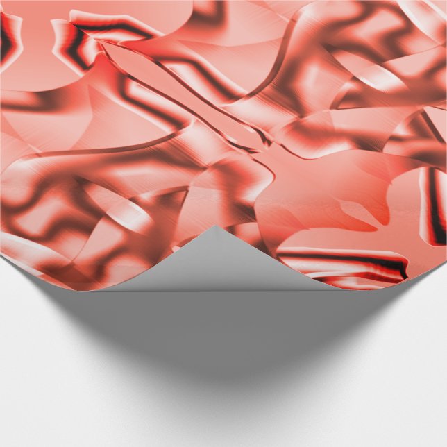 Papel De Presente Formas curvas de salmão e tons vermelhos (Ponta)