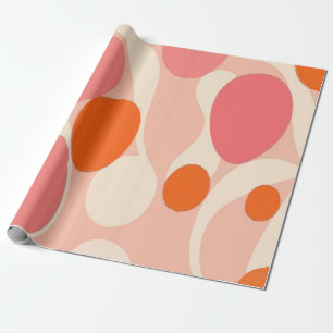 Papel De Presente Formas de Círculo Laranja e Rosa – Divertidas e Mo