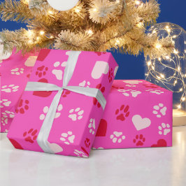 Papel De Presente Formas de Coração & Impressões de Pata de Gato Car