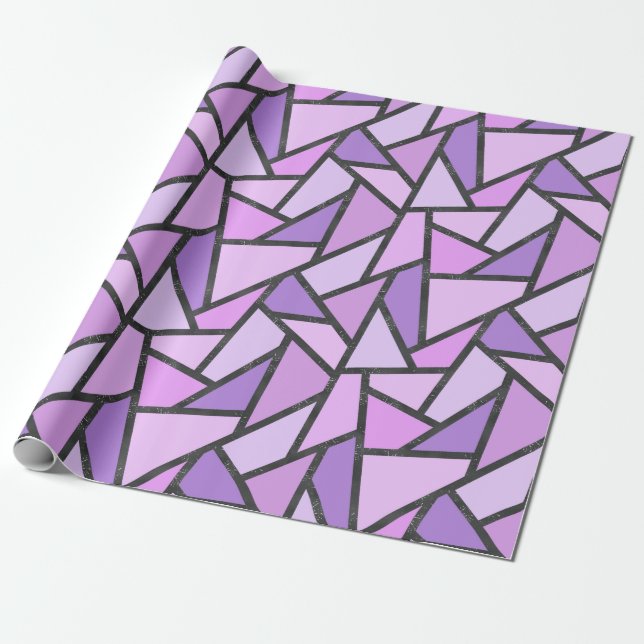 Papel De Presente Formas de vidro lilás manchado (Desenrolado)
