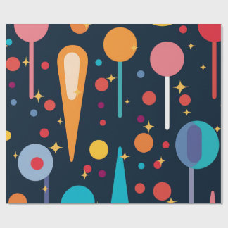 Papel De Presente Formas e estrelas geométricas em fundo preto