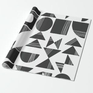 Papel De Presente Formas geométricas abstratas modernas   preto e