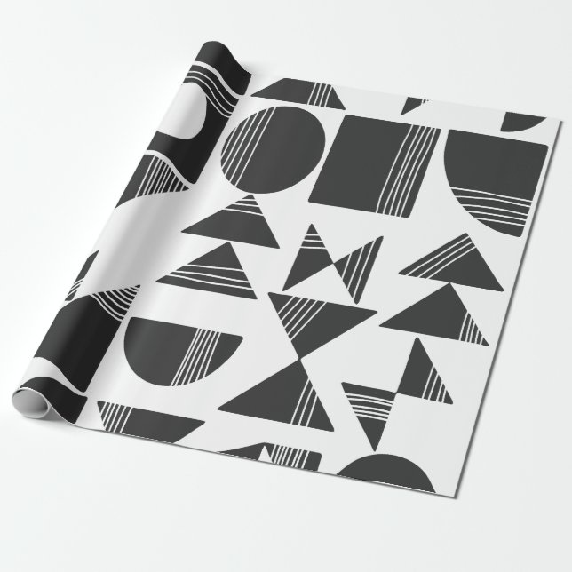 Papel De Presente Formas Geométricas Modernas de Abstrato | Preto e  (Desenrolado)