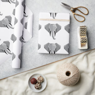 Papel De Presente Formas Simples Geométrica Cabeça de Elefante
