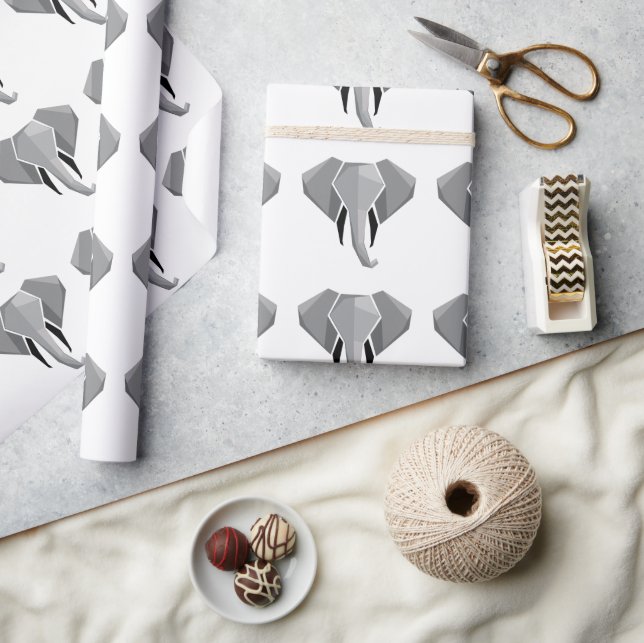 Papel De Presente Formas Simples Geométrica Cabeça de Elefante (Artesanato)