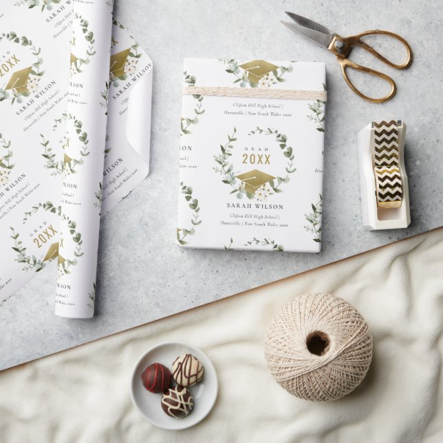 Papel De Presente Formatação Dourada do Leafy Botânico Elegante (Artesanato)