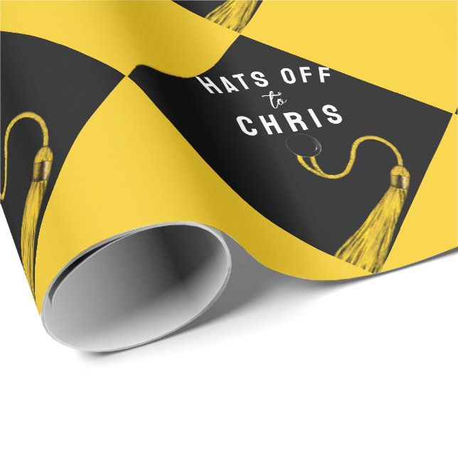 Papel De Presente Formatura Dourado e Preto (Ponta do rolo)