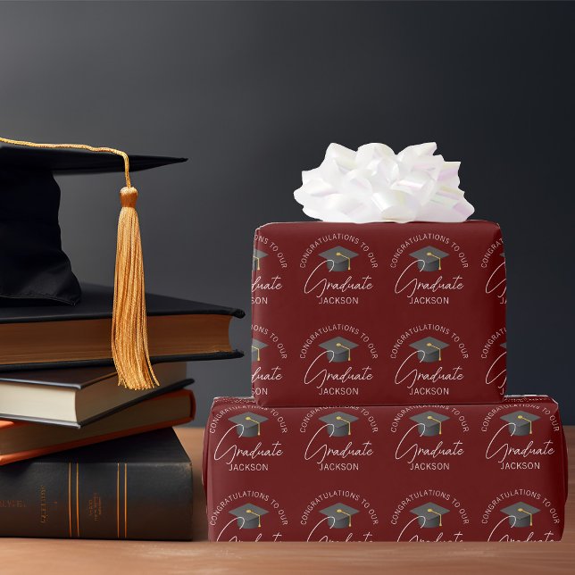 Papel De Presente Formatura Personalizada Burgundy (Criador carregado)
