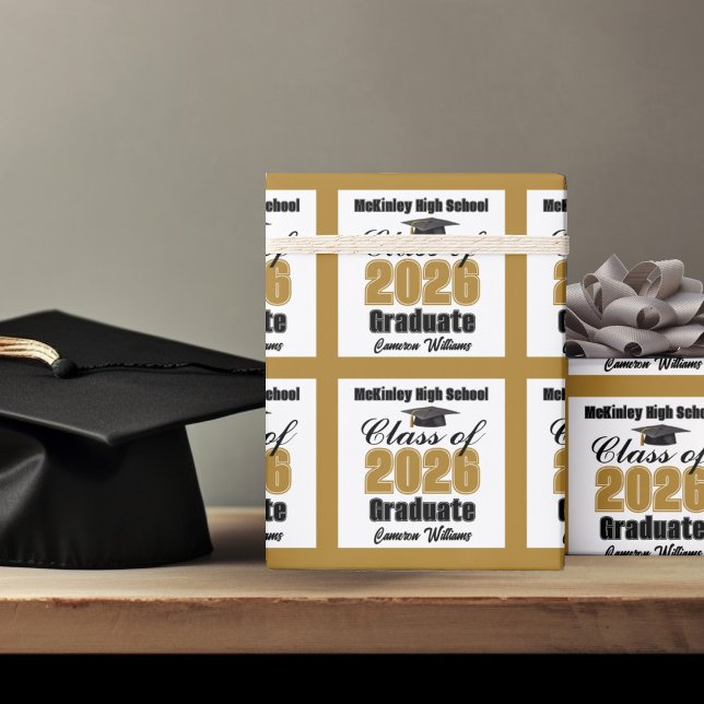 Papel De Presente Formatura Personalizada da Turma de Ouro de 2026 (Criador carregado)