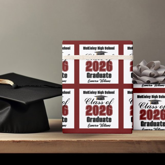 Papel De Presente Formatura Personalizada de Marrom da Turma de 2026 (Criador carregado)