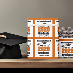 Papel De Presente Formatura Personalizada Laranja da Turma de 2026