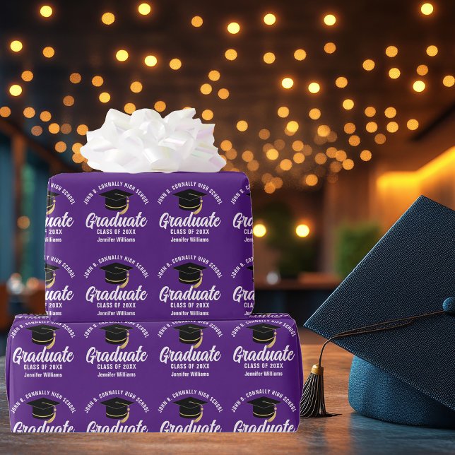 Papel De Presente Formatura Personalizada Roxa de Graduação (Criador carregado)