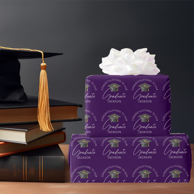 Papel De Presente Formatura Roxo Escuro Personalizada (Criador carregado)