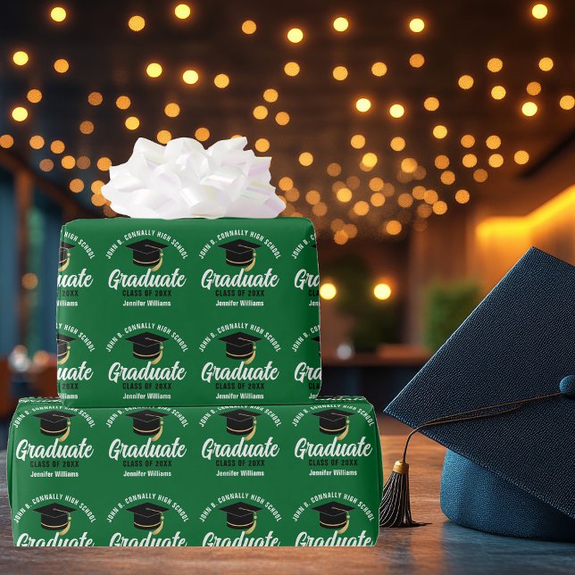 Papel De Presente Formatura Verde Personalizável Graduação (Criador carregado)