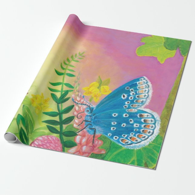 Papel De Presente Formiga, caracol e borboleta azul de Chapman (Desenrolado)