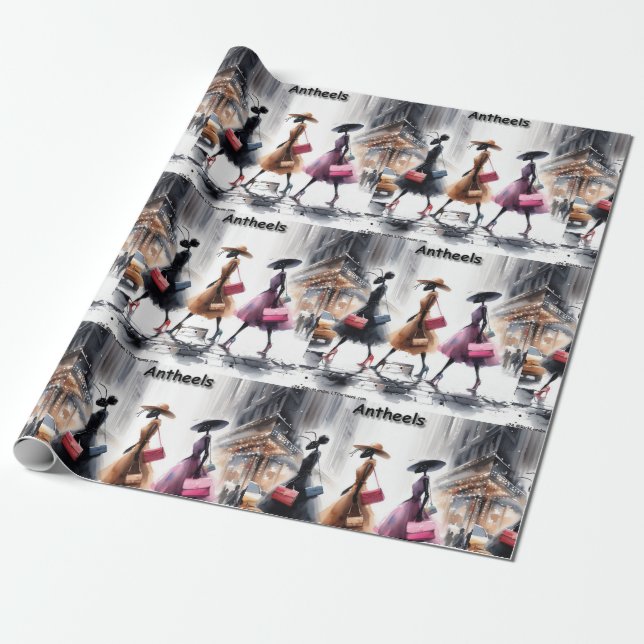 Papel De Presente Formigas da Moda de Rick London da Cidade de Nova  (Desenrolado)