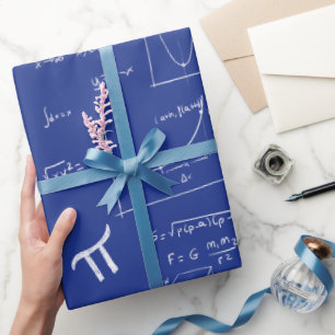 Papel De Presente Fórmulas Equações de Matemática Azul Real Padrão