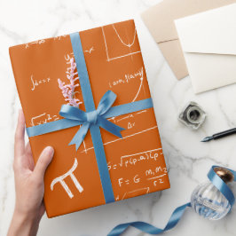Papel De Presente Fórmulas Equações Matemáticas Laranja de Aniversár