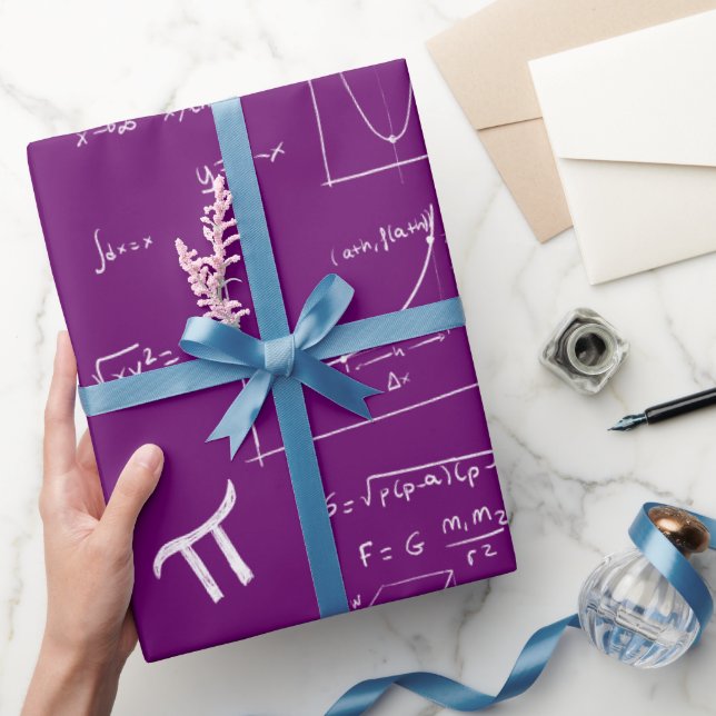 Papel De Presente Fórmulas Equações Matemáticas Roxas Graduação (Presentear)
