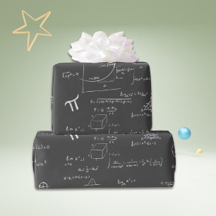 Papel De Presente Fórmulas Matemáticas Brancas e Cinzas Escuras de