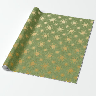 Papel De Presente Fósforo verde e dourado Natal