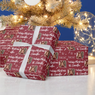 Papel De Presente Foto bonita sem picos no padrão de Natal feliz ver