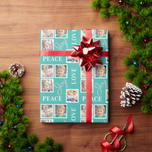 Papel De Presente Foto Colagem Paz Joy Amor Natal