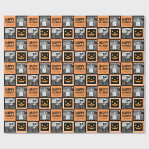 Papel De Presente Foto com saudação personalizada de Feliz Hallowe