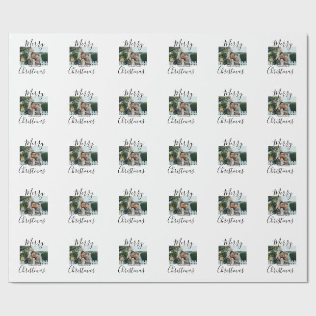 Papel De Presente Foto da família Feliz Natal, moderna e elegante ru (Aberto)