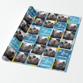 Papel De Presente Foto da família natalina Geométrico Azul