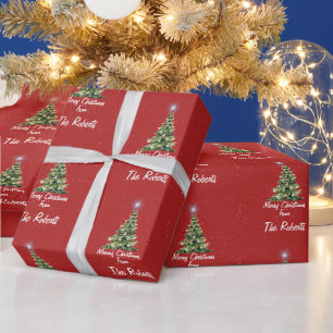 Papel De Presente Foto da família Red Merry Christmas