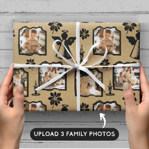 Papel De Presente Foto da família Rustic Cream Stamped Angel 3