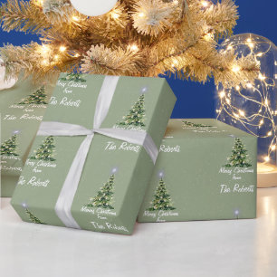 Papel De Presente Foto da família Sage Green Felry Christmas