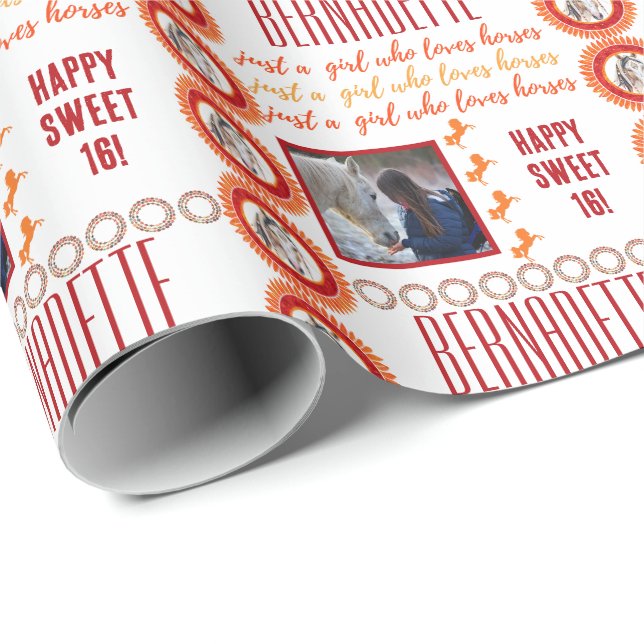 Papel De Presente Foto da Idade do Nome Apenas uma Menina que ama Ve (Ponta do rolo)