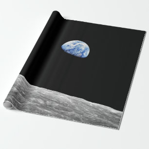 Papel De Presente Foto da NASA Apollo 8 Earthrise Lua em Órbita Luna