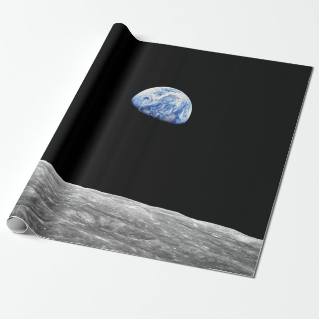 Papel De Presente Foto da NASA Apollo 8 Earthrise Lua em Órbita Luna (Desenrolado)