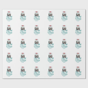 Papel De Presente Foto de 50º aniversário arco turquesa nome da
