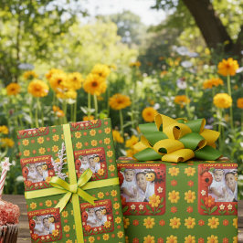 Papel De Presente Foto de Aniversário da Ladybug Cute Personalizável