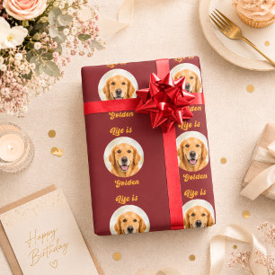 Papel De Presente foto de cachorro Golden Retriever A vida é Dourada