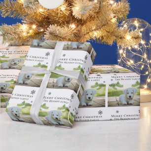 Papel De Presente Foto de Cachorro Pet de Natal Pinheiro Alegre