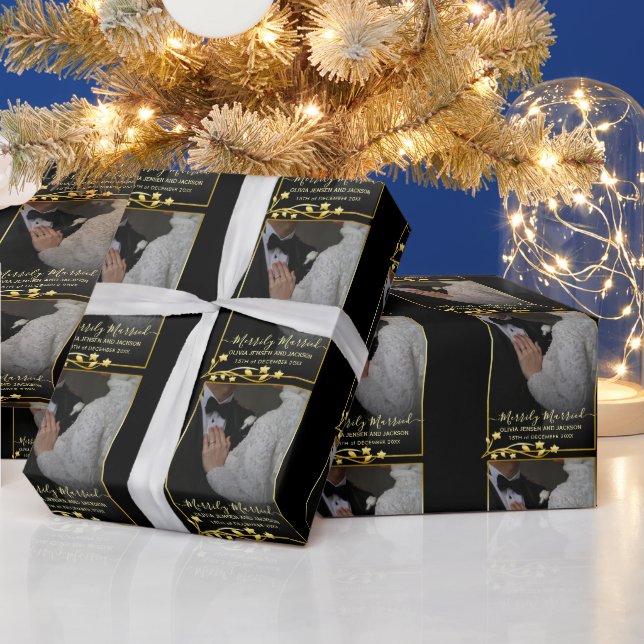 Papel De Presente Foto de Casamento de Natal das Estrelas da Noite D (Feriados)