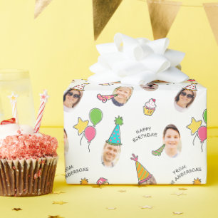 Papel De Presente Foto de Chapéu de Aniversário Engraçado Moderno