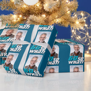 Papel De Presente Foto de Citação Divertida 60 e daí Aniversário de 