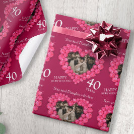Papel De Presente Foto de corações vermelhos do 40º aniversário de c