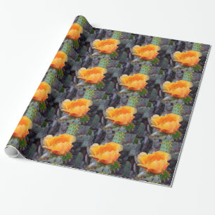 Papel De Presente Foto de flor de cacto de pera picante de laranja