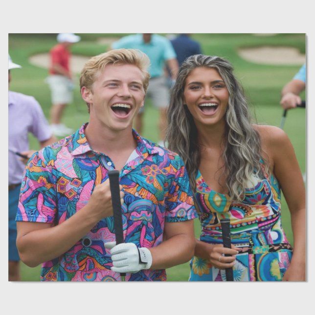 Papel De Presente Foto de Golfe Personalizar Customizar (Aberto)