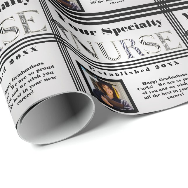 Papel De Presente Foto de Graduação de Especialidades de Enfermagem  (Ponta do rolo)