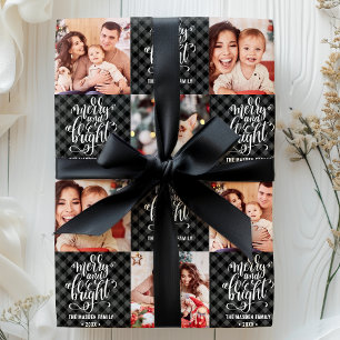 Papel De Presente Foto de Natal Alegre e Brilhante de Xadrez de Búfa