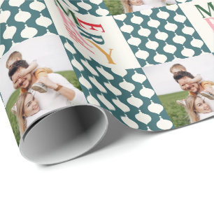 Papel De Presente Foto de Natal da tipografia colorida retrógrada